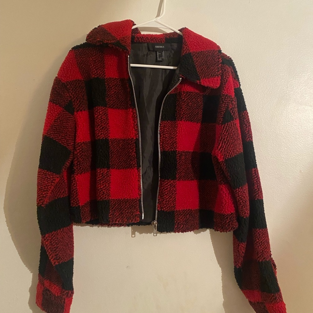 Buffalo Plaid fuzzy jacket